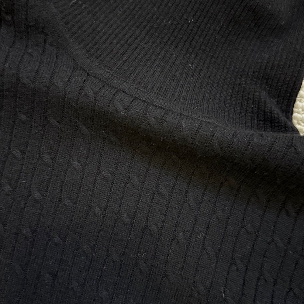 J. Crew Black Turtleneck Sweater small cable knit XS wool blend 5% cashmere
